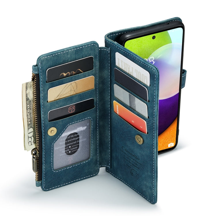 For Samsung Galaxy A52 5G / 4G CaseMe-C30 PU + TPU Multifunctional Horizontal Flip Leather Case with Holder & Card Slot & Wallet & Zipper Pocket(Blue) by CaseMe