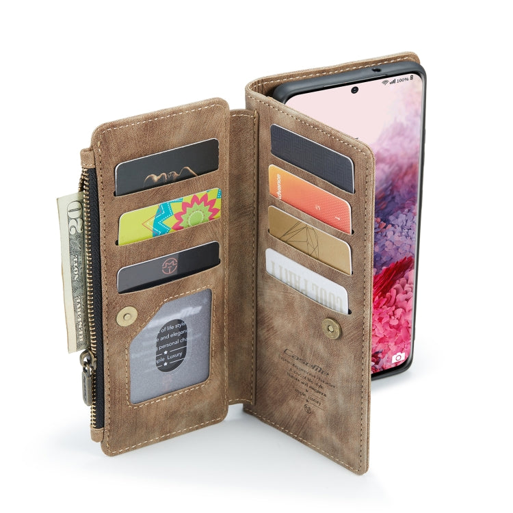 For Samsung Galaxy S20 5G CaseMe-C30 PU + TPU Multifunctional Horizontal Flip Leather Case with Holder & Card Slot & Wallet & Zipper Pocket(Brown) by CaseMe