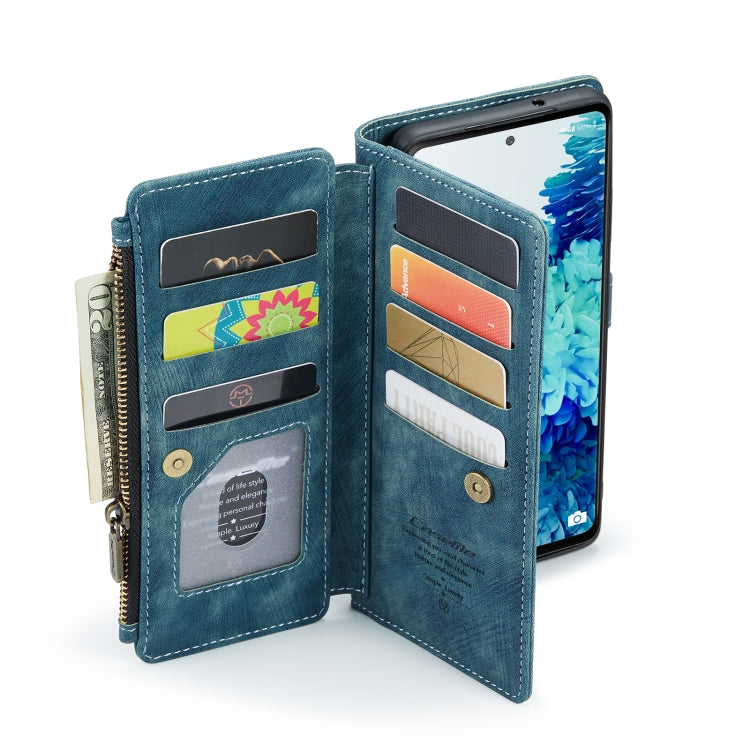 For Samsung Galaxy S20 FE CaseMe-C30 PU + TPU Multifunctional Horizontal Flip Leather Case with Holder & Card Slot & Wallet & Zipper Pocket(Blue) by CaseMe