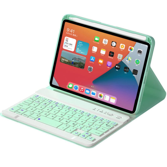 HK006 Square Keys Detachable Bluetooth Keyboard Leather Tablet Case with Holder for iPad mini 6(Mint Green) by buy2fix