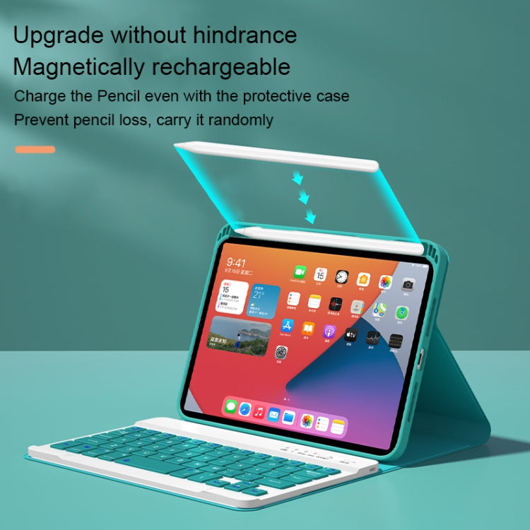 HK006D Square Keys Detachable Bluetooth Solid Color Keyboard Leather Tablet Case with Colorful Backlight & Holder for iPad mini 6(Black+White) by buy2fix