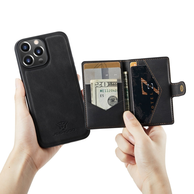 For iPhone 13 mini JEEHOOD Retro Magnetic Detachable Protective Case with Wallet & Card Slot & Holder (Black) - iPhone 13 mini Cases by JEEHOOD | Online Shopping UK | buy2fix