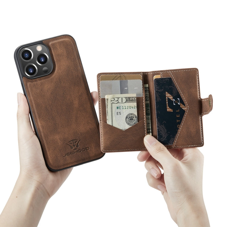 For iPhone 13 mini JEEHOOD Retro Magnetic Detachable Protective Case with Wallet & Card Slot & Holder (Brown) by JEEHOOD
