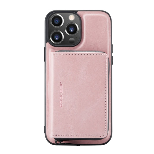 For iPhone 13 JEEHOOD Magnetic Zipper Horizontal Flip Leather Case with Holder & Card Slot & Wallet(Pink) - iPhone 13 Cases by JEEHOOD | Online Shopping UK | buy2fix