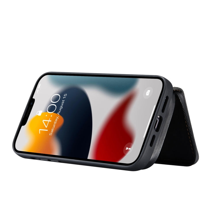 For iPhone 13 Pro Max JEEHOOD Magnetic Zipper Horizontal Flip Leather Case with Holder & Card Slot & Wallet (Black) - iPhone 13 Pro Max Cases by JEEHOOD | Online Shopping UK | buy2fix