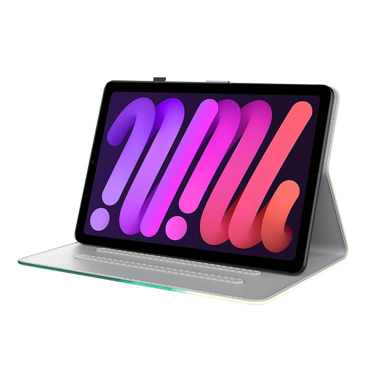 For iPad mini 2024 / mini 6 Watercolor Pattern Skin Feel Magnetic Horizontal Flip PU Leather Tablet Case with Holder & Card Slots & Photo Frame(Cyan Green) - iPad mini 6 Cases by buy2fix | Online Shopping UK | buy2fix