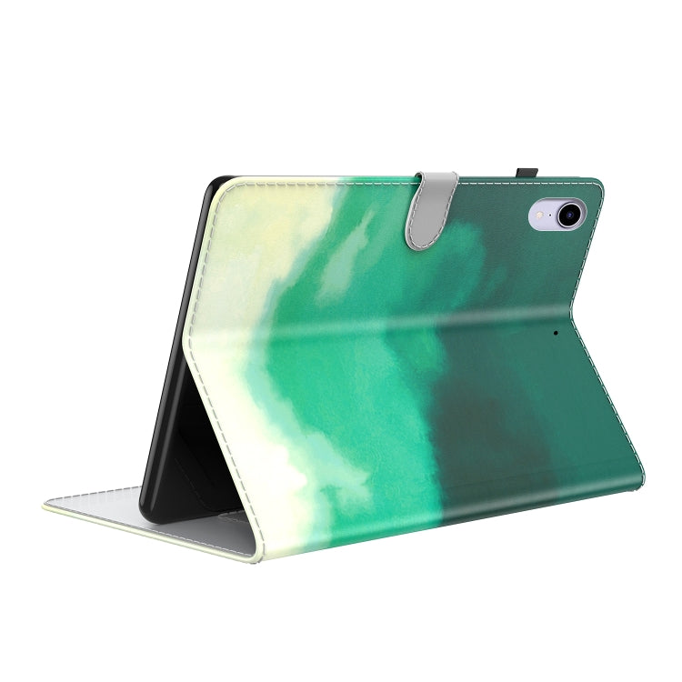 For iPad mini 2024 / mini 6 Watercolor Pattern Skin Feel Magnetic Horizontal Flip PU Leather Tablet Case with Holder & Card Slots & Photo Frame(Cyan Green) - iPad mini 6 Cases by buy2fix | Online Shopping UK | buy2fix