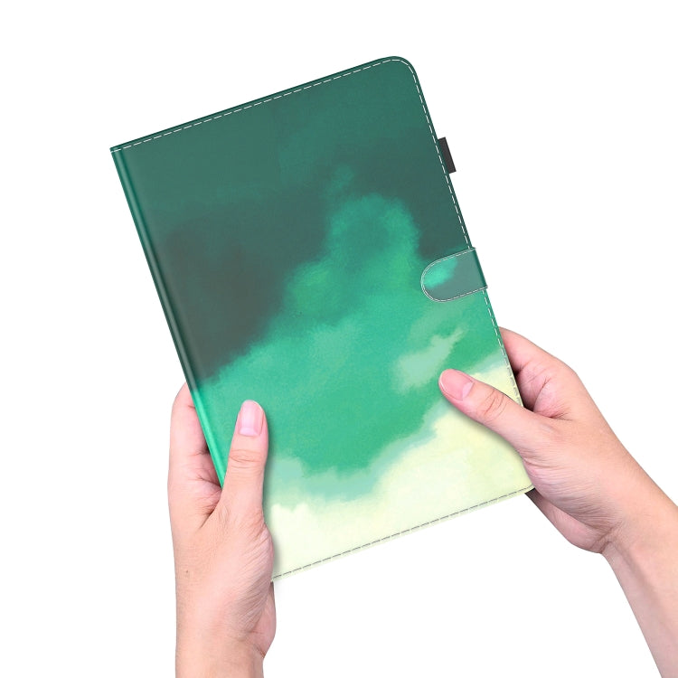 For iPad mini 2024 / mini 6 Watercolor Pattern Skin Feel Magnetic Horizontal Flip PU Leather Tablet Case with Holder & Card Slots & Photo Frame(Cyan Green) - iPad mini 6 Cases by buy2fix | Online Shopping UK | buy2fix