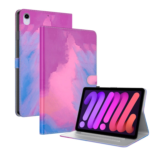 For iPad mini 2024 / mini 6 Watercolor Pattern Skin Feel Magnetic Horizontal Flip PU Leather Tablet Case with Holder & Card Slots & Photo Frame(Purple Red) - iPad mini 6 Cases by buy2fix | Online Shopping UK | buy2fix
