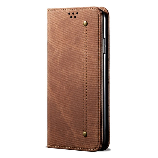 For OPPO Reno 2 Denim Texture Casual Style Horizontal Flip Leather Case with Holder & Card Slots & Wallet(Brown) by buy2fix
