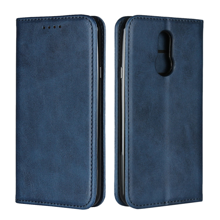 For LG Q7 Calf Texture Magnetic Horizontal Flip Leather Case with Holder & Card Slots & Wallet(Blue) - LG Cases by buy2fix | Online Shopping UK | buy2fix