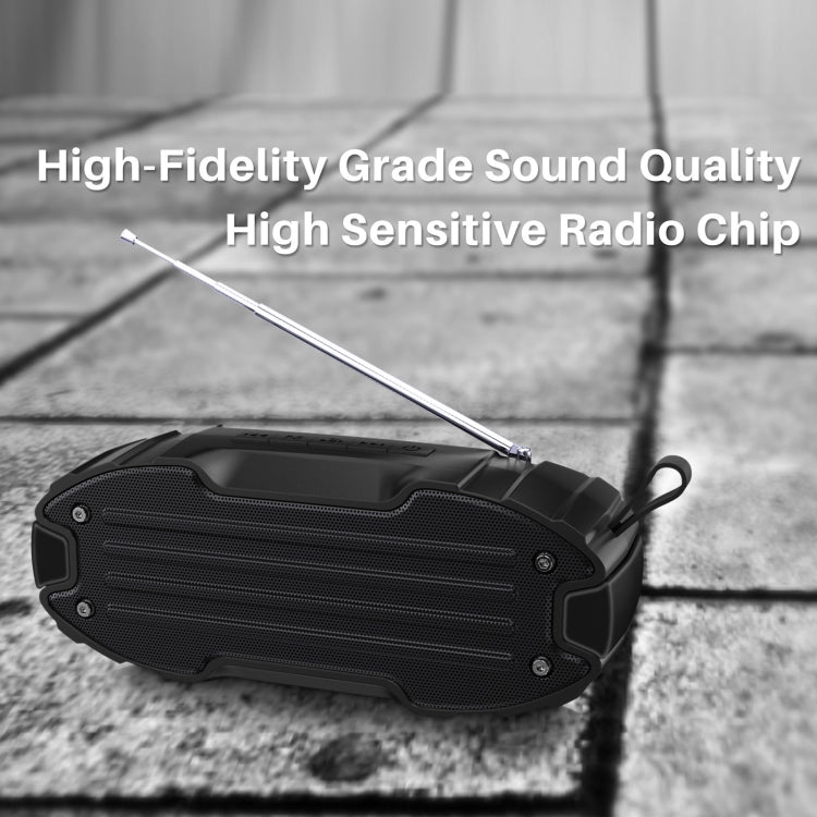 New Rixing NR-907FM TWS Outdoor Bluetooth Speaker Support Hands-free Call / FM with Handle & Antenna(Black) - Desktop Speaker by NewRixing | Online Shopping UK | buy2fix