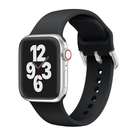 Single-color Silicone Buckle Strap Watch Band For Apple Watch Series 9&8&7 41mm / SE 3&SE 2&6&SE&5&4 40mm / 3&2&1 38mm(Black) by buy2fix