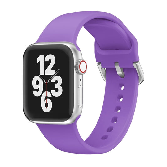 Single-color Silicone Buckle Strap Watch Band For Apple Watch Series 9&8&7 41mm / SE 3&SE 2&6&SE&5&4 40mm / 3&2&1 38mm(Dark Purple) by buy2fix