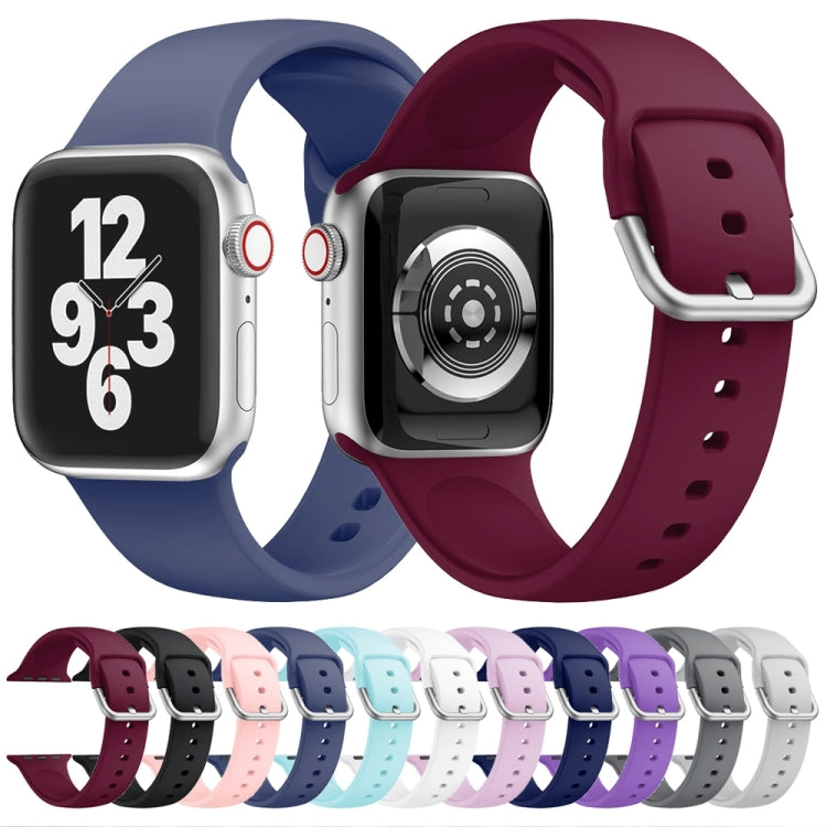 Single-color Silicone Buckle Strap Watch Band For Apple Watch Series 9&8&7 41mm / SE 3&SE 2&6&SE&5&4 40mm / 3&2&1 38mm(Dark Purple) by buy2fix
