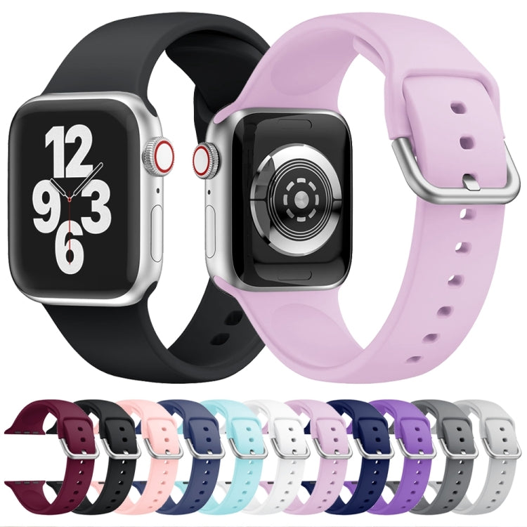 Single-color Silicone Buckle Strap Watch Band For Apple Watch Ultra 49mm&Watch Ultra 2 49mm / Series 9&8&7 45mm / SE 3&SE 2&6&SE&5&4 44mm / 3&2&1 42mm(Lavender) by buy2fix