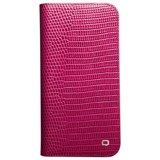 For iPhone 13 Pro QIALINO Small Crocodile Texture Horizontal Flip Leather Case with Holder & Card Slots & Wallet (Rose Red) by QIALINO