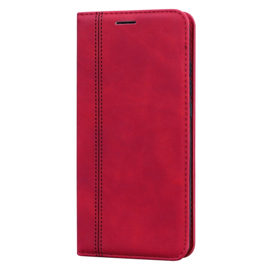 For Xiaomi Redmi 10 Frosted Business Magnetic Horizontal Flip PU Leather Case with Holder & Card Slot & Lanyard(Red) by buy2fix