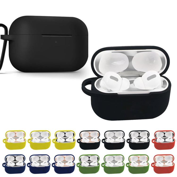 For AirPods Pro Silicone Wireless Earphone Protective Case Storage Box with Hook & Anti-drop Rope(Black+Black Inner Sticker) by buy2fix