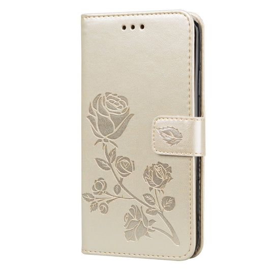For Xiaomi Redmi 10 Rose Embossed Horizontal Flip PU Leather Case with Holder & Card Slots & Wallet(Gold) by buy2fix