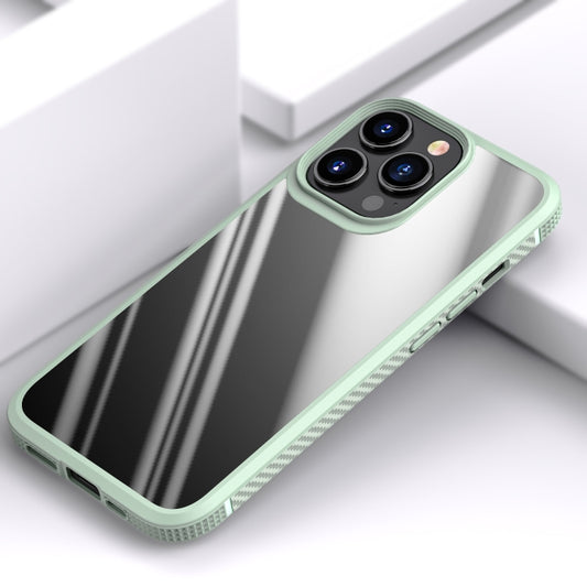 For iPhone 13 MG Series Carbon Fiber TPU + Clear PC Four-corner Airbag Shockproof Case Pro(Green) by buy2fix