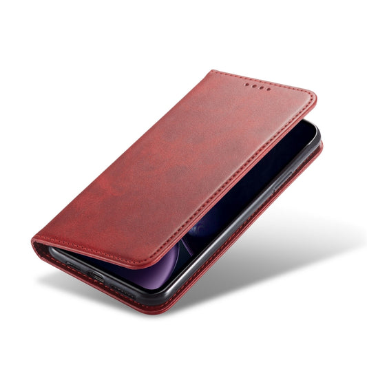 For iPhone XR Calf Texture Magnetic Horizontal Flip Leather Case with Holder & Card Slots & Wallet(Red) by buy2fix