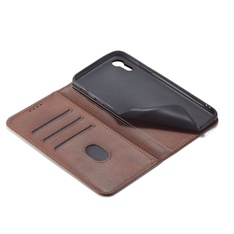 For iPhone XR Calf Texture Magnetic Horizontal Flip Leather Case with Holder & Card Slots & Wallet(Brown) by buy2fix