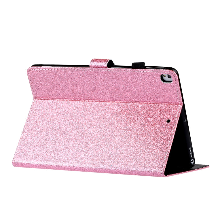 For iPad 10.2 / 10.5 Varnish Glitter Powder Horizontal Flip Leather Case with Holder & Card Slot(Pink) - iPad 10.2 Cases by buy2fix | Online Shopping UK | buy2fix