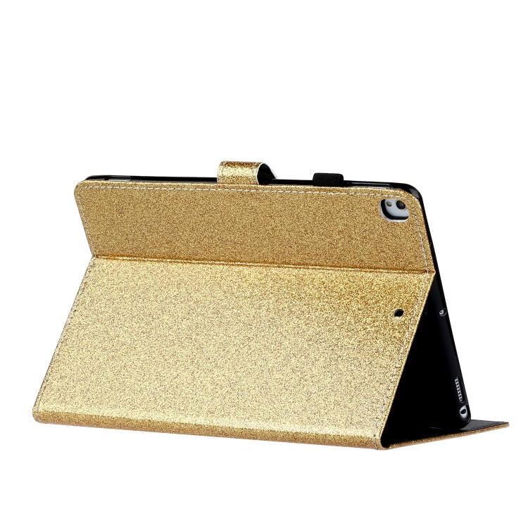 For iPad 10.2 / 10.5 Varnish Glitter Powder Horizontal Flip Leather Case with Holder & Card Slot(Gold) - iPad 10.2 Cases by buy2fix | Online Shopping UK | buy2fix