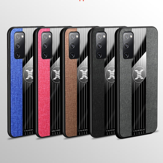 For Samsung Galaxy S20 FE XINLI Stitching Cloth Textue Shockproof TPU Protective Case with Ring Holder(Brown) by XINLI