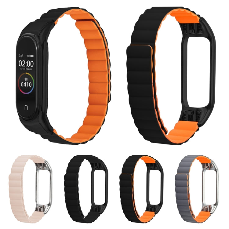 For Xiaomi Mi Band 4 / 3 Silicone Magnetic Watch Band(Black Orange) by buy2fix