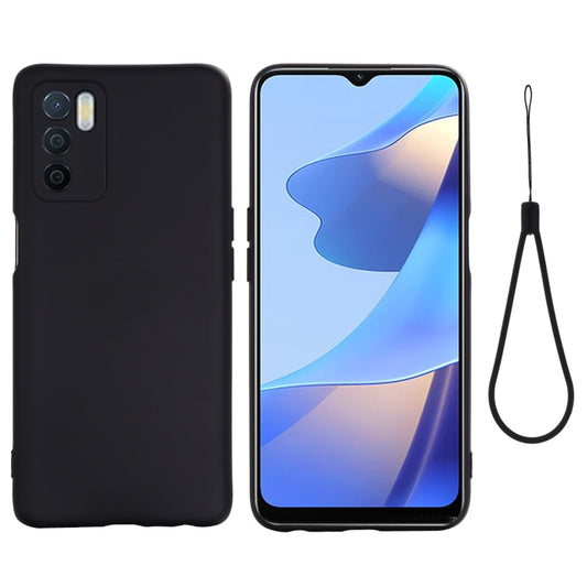 For OPPO A16 / A16S Foreign Version Solid Color Liquid Silicone Shockproof Full Coverage Protective Case(Black) by buy2fix