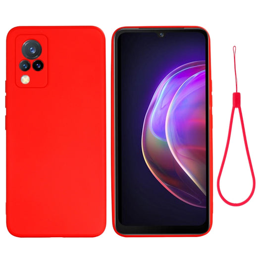 For vivo V21 5G / 4G Solid Color Liquid Silicone Shockproof Full Coverage Protective Case(Red) by buy2fix