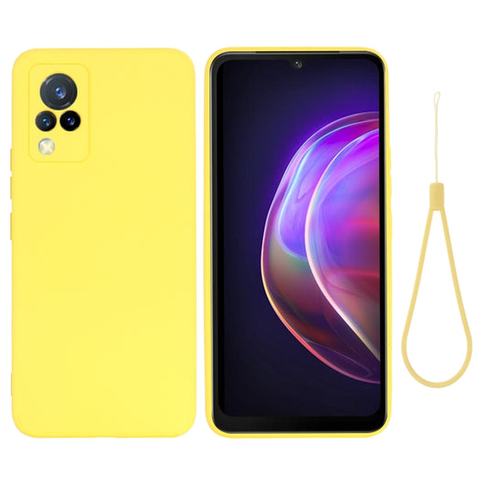 For vivo V21 5G / 4G Solid Color Liquid Silicone Shockproof Full Coverage Protective Case(Yellow) by buy2fix