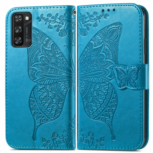 For Blackview A100 Butterfly Love Flower Embossed Horizontal Flip Leather Case with Holder & Card Slots & Wallet & Lanyard(Blue) by buy2fix