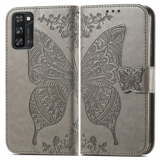For Blackview A100 Butterfly Love Flower Embossed Horizontal Flip Leather Case with Holder & Card Slots & Wallet & Lanyard(Gray) by buy2fix