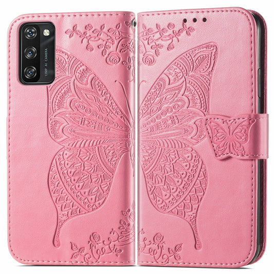 For Blackview A100 Butterfly Love Flower Embossed Horizontal Flip Leather Case with Holder & Card Slots & Wallet & Lanyard(Pink) by buy2fix