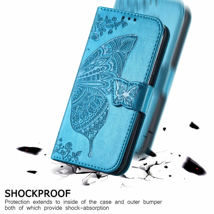 For Motorola Moto Edge 20 Lite Butterfly Love Flower Embossed Horizontal Flip Leather Case with Holder & Card Slots & Wallet & Lanyard(Blue) by buy2fix