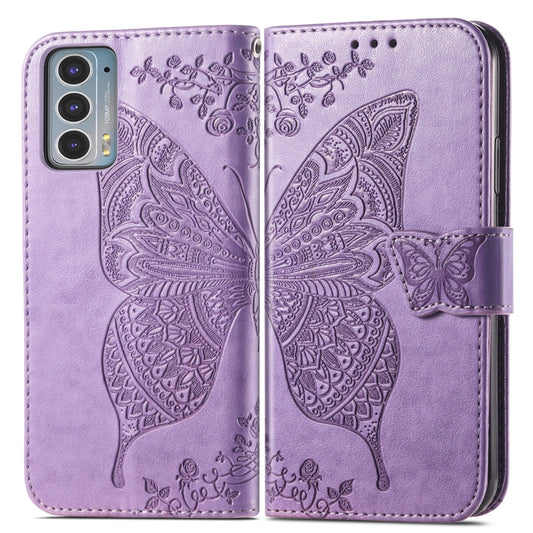 For Motorola Moto Edge 20 Butterfly Love Flower Embossed Horizontal Flip Leather Case with Holder & Card Slots & Wallet & Lanyard(Light Purple) by buy2fix