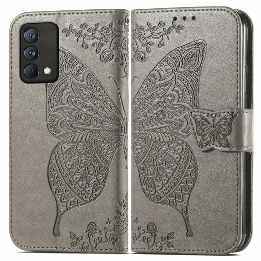 For OPPO Realme GT Master Butterfly Love Flower Embossed Horizontal Flip Leather Case with Holder & Card Slots & Wallet & Lanyard(Gray) by buy2fix