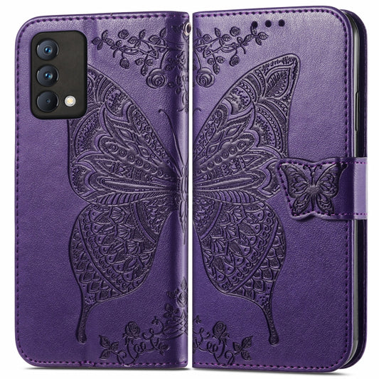 For OPPO Realme GT Master Butterfly Love Flower Embossed Horizontal Flip Leather Case with Holder & Card Slots & Wallet & Lanyard(Dark Purple) by buy2fix