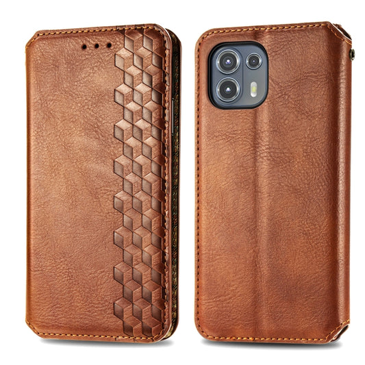 For Motorola Edge 20 Lite Cubic Grid Pressed Horizontal Flip Magnetic PU Leather Case with Holder & Card Slots & Wallet(Brown) by buy2fix