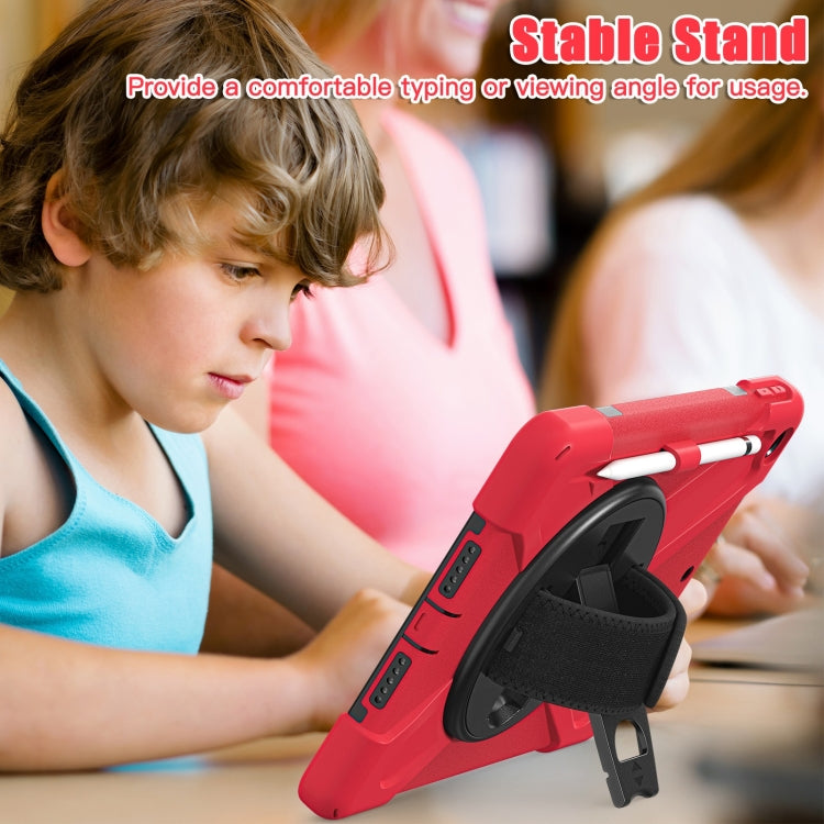 For iPad 10.2 2021 / 2020 / 2019 Silicone + PC Protective Case with Holder & Shoulder Strap(Red) - iPad 10.2 Cases by buy2fix | Online Shopping UK | buy2fix