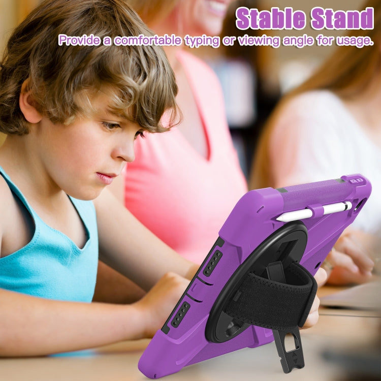 For iPad 10.2 2021 / 2020 / 2019 Silicone + PC Protective Case with Holder & Shoulder Strap(Purple) - iPad 10.2 Cases by buy2fix | Online Shopping UK | buy2fix