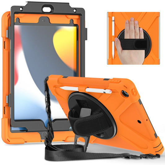 For iPad 10.2 2021 / 2020 / 2019 Silicone + PC Protective Case with Holder & Shoulder Strap(Orange) - iPad 10.2 Cases by buy2fix | Online Shopping UK | buy2fix