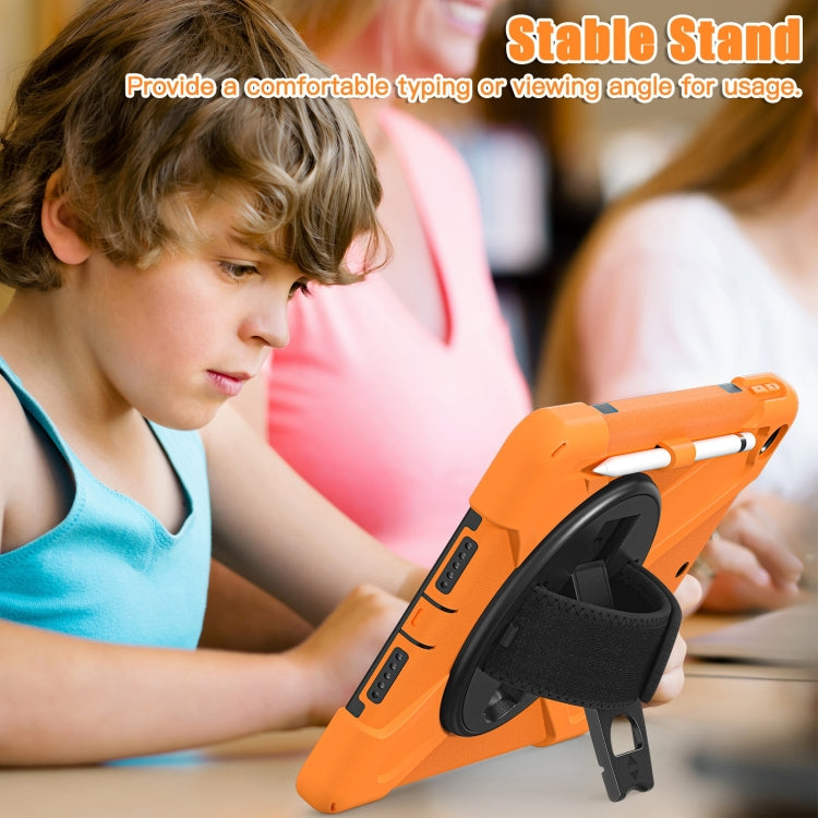 For iPad 10.2 2021 / 2020 / 2019 Silicone + PC Protective Case with Holder & Shoulder Strap(Orange) - iPad 10.2 Cases by buy2fix | Online Shopping UK | buy2fix