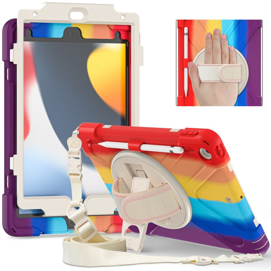 For iPad 10.2 2021 / 2020 / 2019 Silicone + PC Protective Case with Holder & Shoulder Strap(Colorful Red) - iPad 10.2 Cases by buy2fix | Online Shopping UK | buy2fix