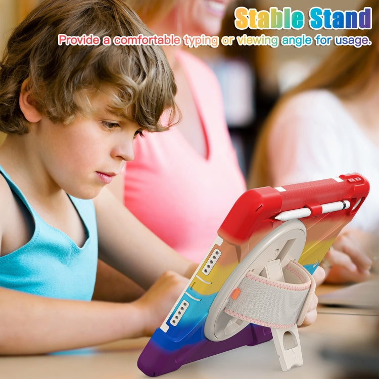 For iPad 10.2 2021 / 2020 / 2019 Silicone + PC Protective Case with Holder & Shoulder Strap(Colorful Red) - iPad 10.2 Cases by buy2fix | Online Shopping UK | buy2fix