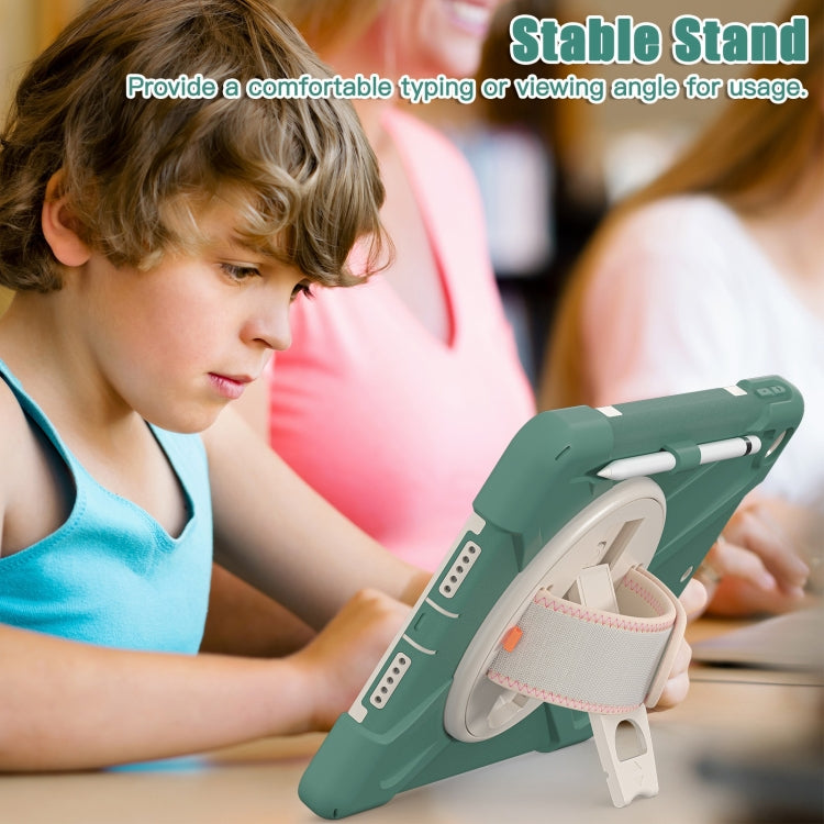 For iPad 10.2 2021 / 2020 / 2019 Silicone + PC Protective Case with Holder & Shoulder Strap(Emerald Green) - iPad 10.2 Cases by buy2fix | Online Shopping UK | buy2fix