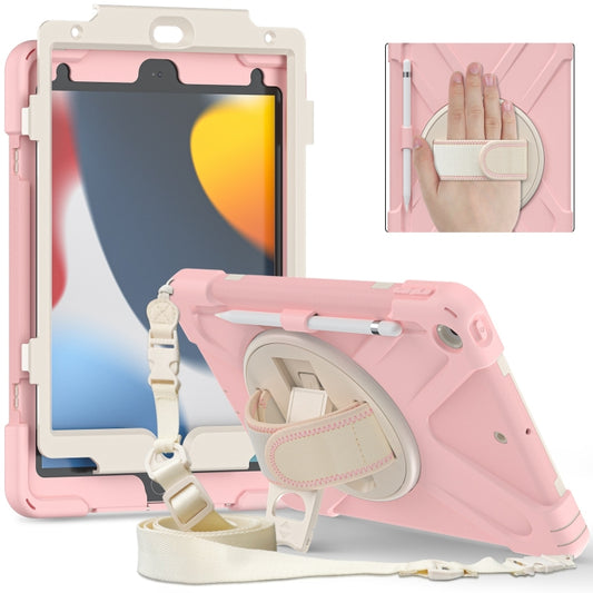 For iPad 10.2 2021 / 2020 / 2019 Silicone + PC Protective Case with Holder & Shoulder Strap(Cherry Blossom Pink) - iPad 10.2 Cases by buy2fix | Online Shopping UK | buy2fix